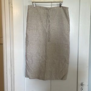 100% Linen Drawstring Midi Skirt